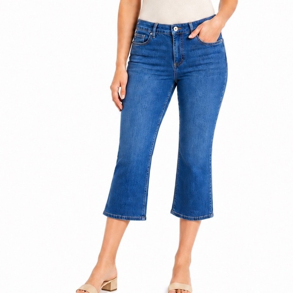 Chaps Mid Rise Crop Kick Jeans Blue Stretch Denim Size 12/31 Womens